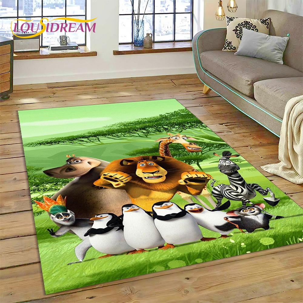 Cute Penguins of Madagascar Cartoon Carpet Rug for Living Room Bedroom Home Sofa Decoration,Kid Area Rug Non-slip Floor Mat Gift