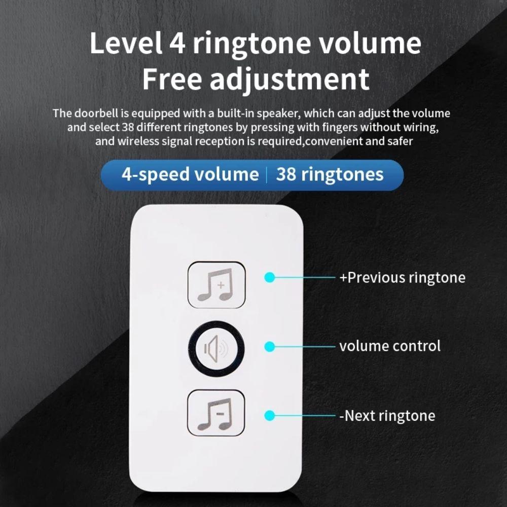 300M Range Wireless Doorbell 60 Chimes Welcome Doorbell Adjustable Volume Smart Doorbell  Apartment