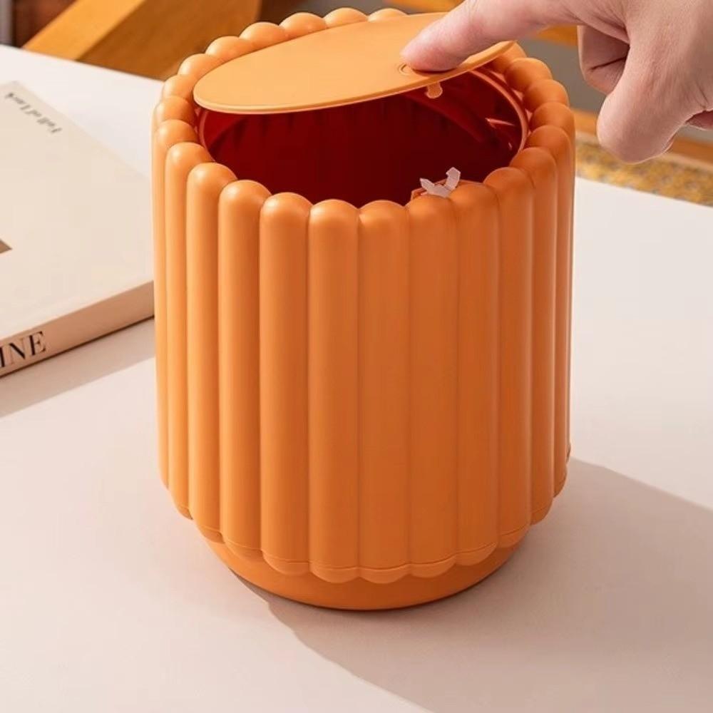 Press Open Lid Desktop Trash Can Non-slip Storage Bucket Creative Garbage Bin For Home Office
