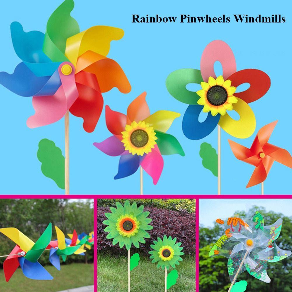 Garden Layout Pinwheels Toys Colorful Sunflower Windmills Plastic Wind Spinners DIY Wind Spinners