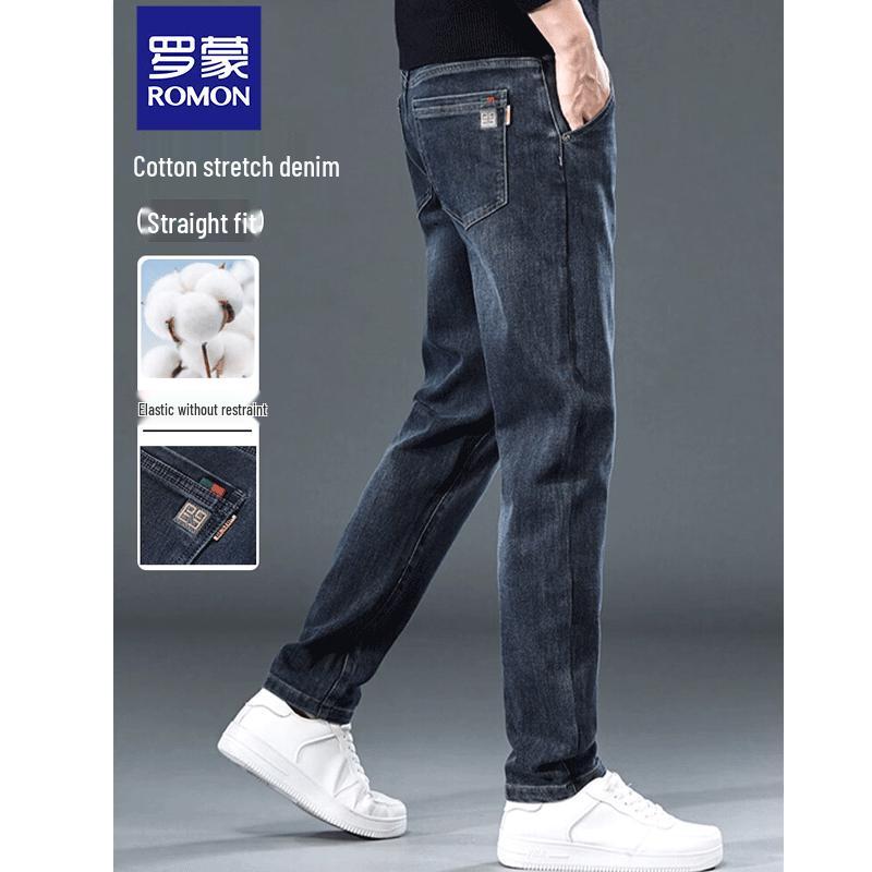 ROMON Men's Cotton-Blend Straight Fit Jeans