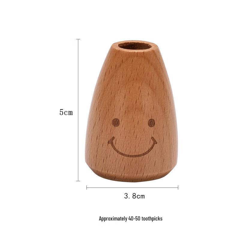 Darin Beechwood Smiling Face Mini Toothpick Holders
