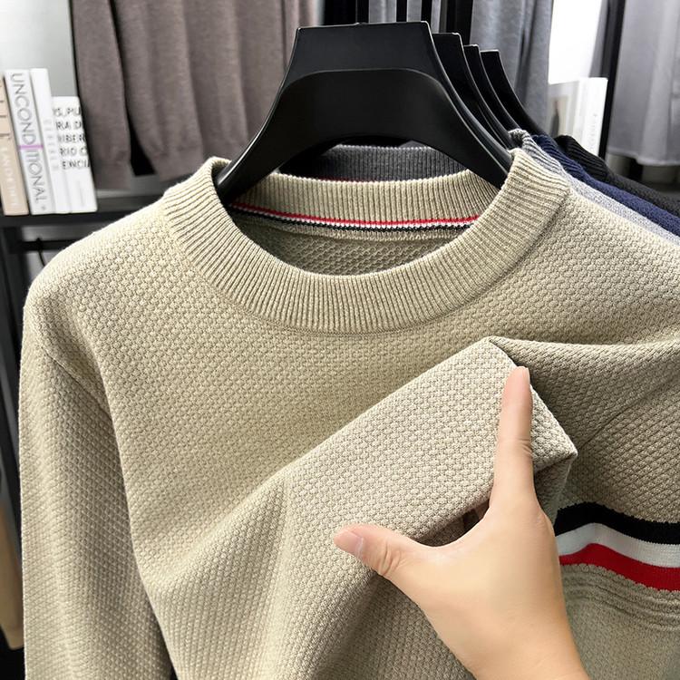 Мужской свитер с жаккардовым узором Color Block - Плотный, повседневный пуловер с круглым вырезом для осени и зимы L