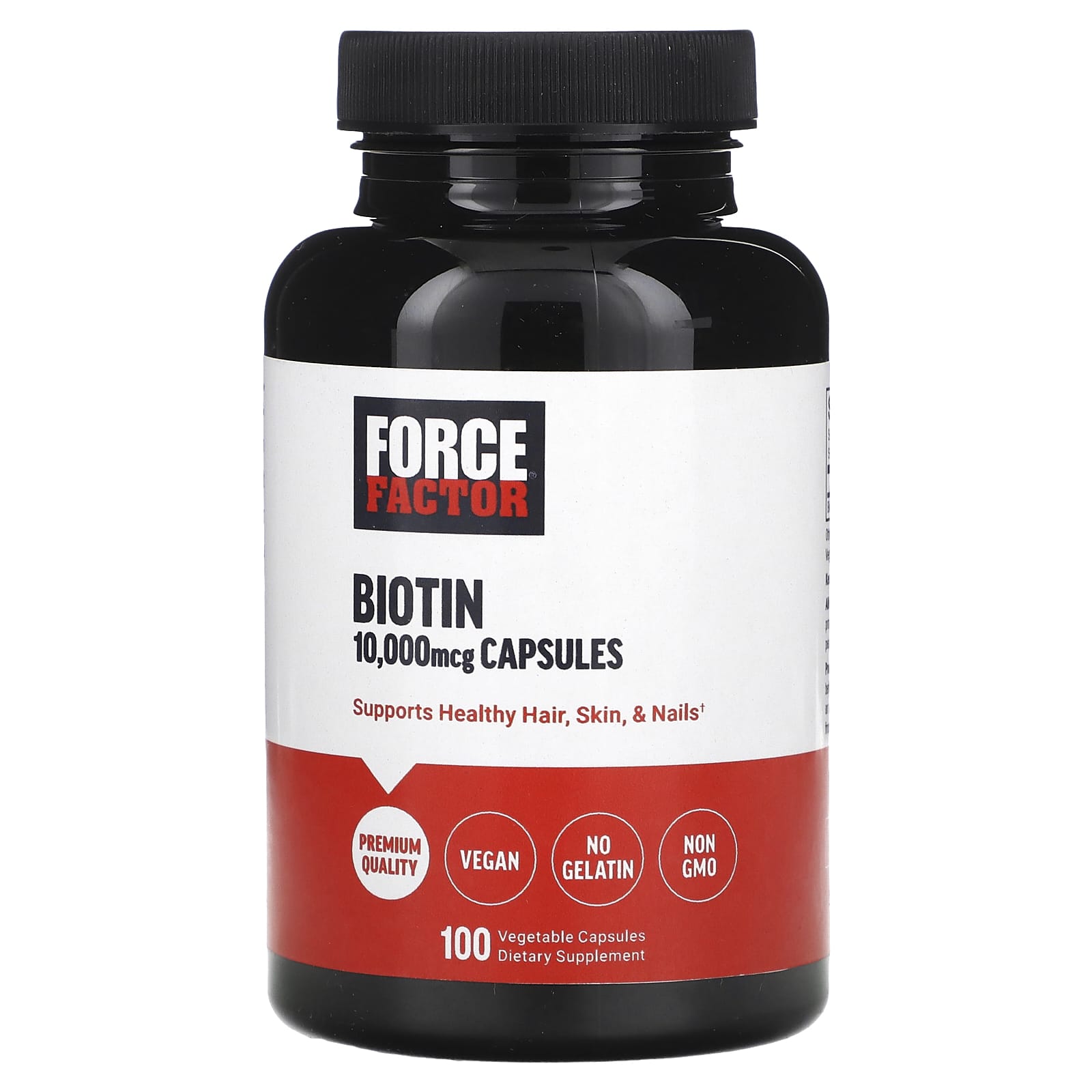 

Force Factor, біотин, 10 000 мкг, 100 овочевих капсул