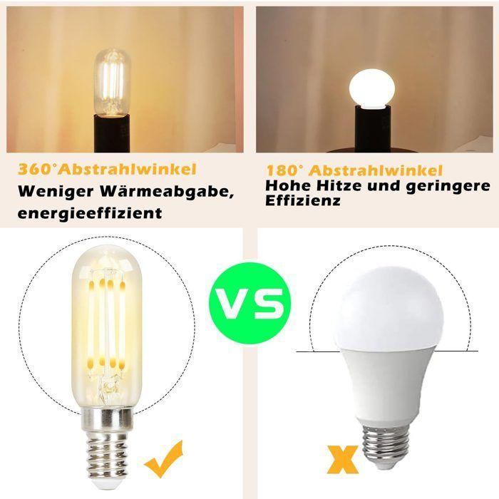 Pack de 4 ampoules LED E14 - NETTLIFE - T25 Ampoule Edison - Filament blanc chaud 2700K - 4W - Verre rétro