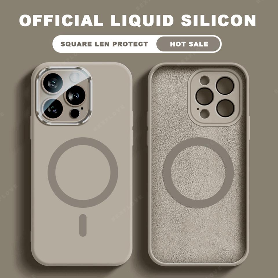 Liquid Silicone Magnetic Phone Case For iPhone 15 14 16 Plus 11 12 13 16 Pro Max Magsafe Wireless Charge Protector Soft Cover