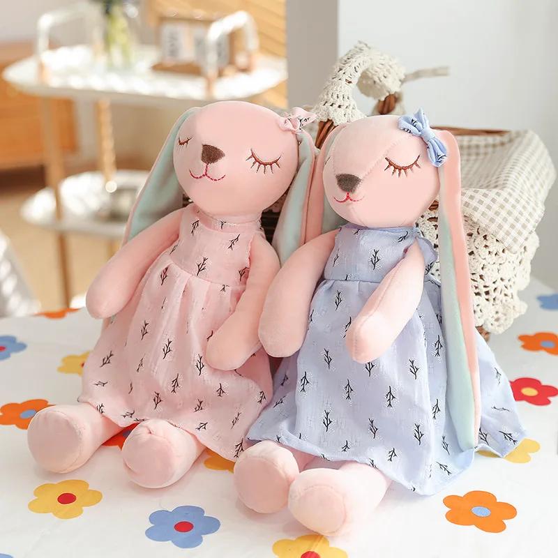 1Pc Kawaii Long Ear Rabbit Plush Toys Baby Sleep Comfort Dolls Stuffed Soft Animal Toys Lovely Rabbit for Children Girls Room Decor