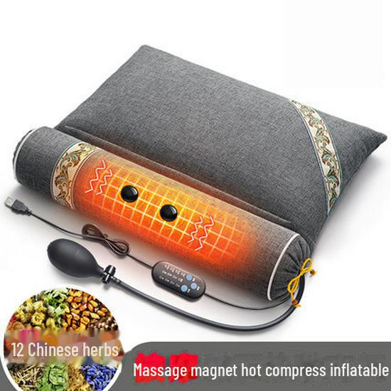 Heated Massage Compress Neck Pillow with Wormwood for Sleep and Cervical Support