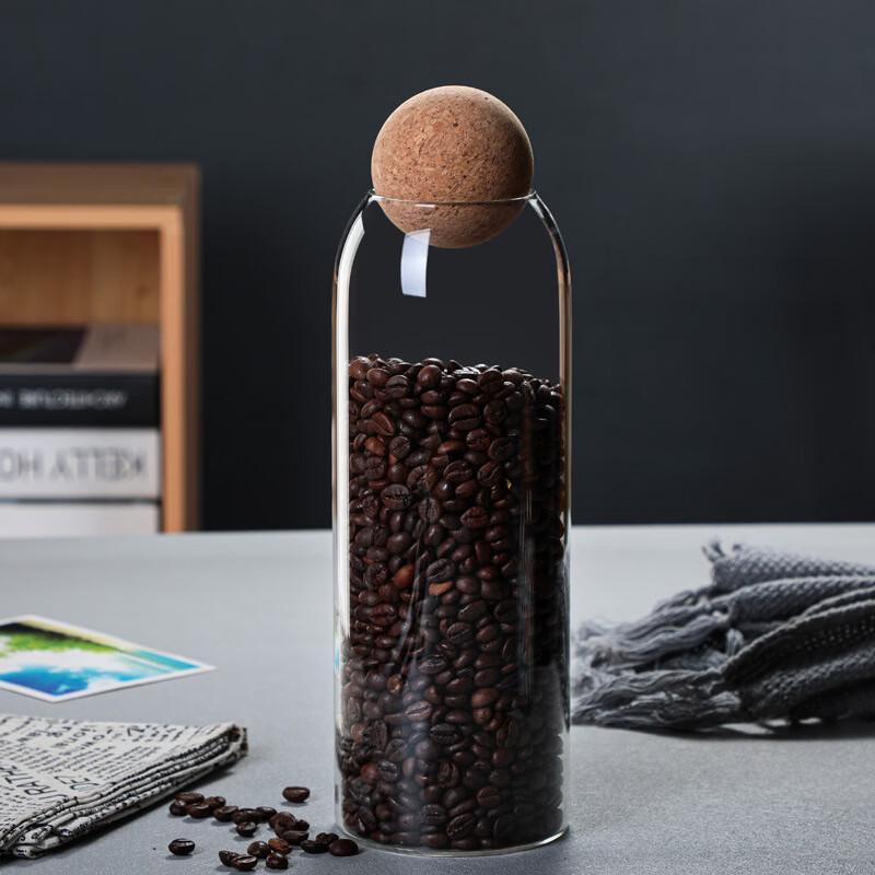 Cork Ball Glass Storage Jars for Coffee, Tea & Grains (Set of 2)