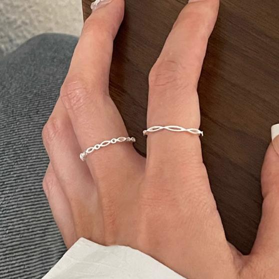 PONYKISS Sterling Silver Hollow Heart Geometric Rings for Women Minimalist Trendy Fine Opening Accessories