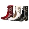 Fashion Women's Spring and Autumn Cool Boots Large 48 Small 32 Patent Leather Versatile New Single Shoes High Heels Women's Shoes