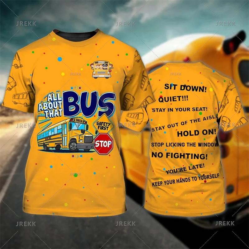 School Bus Driver Men's T-shirt 3D Print Casual Uniform Homme Summer O Neck Short Sleeve Oversized Unisex Harajuku Clothing 4XL