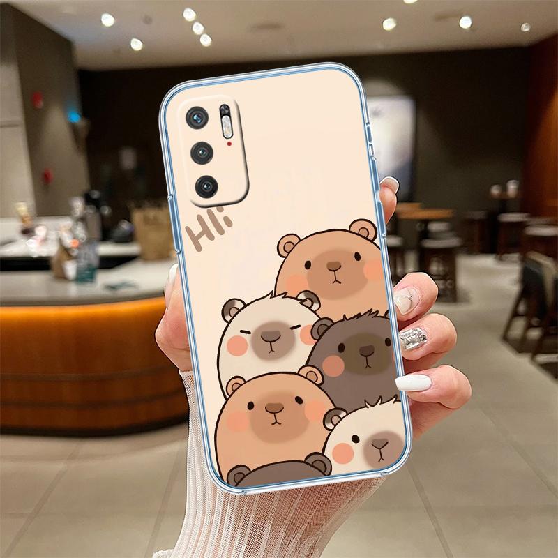 NH13 Cartoon Capybara Transparent Phone Case for Samsung Galaxy A04 A04S A14 A23 A34 A54 M23 M33 M52 M53