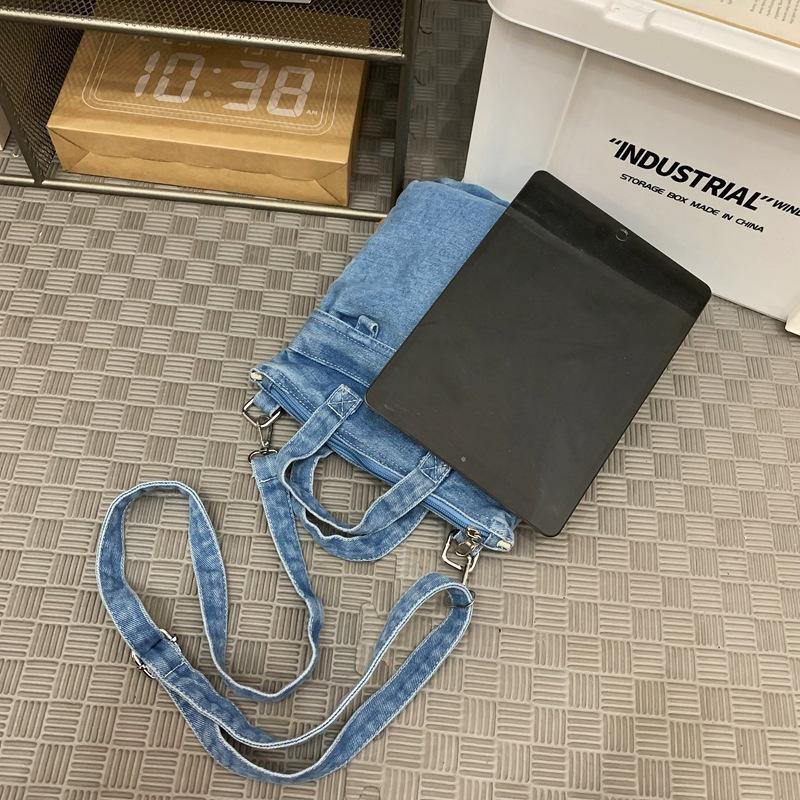 Summer denim small bag 2025 new Korean version fashionable simple shoulder bag women's casual messenger bucket bag