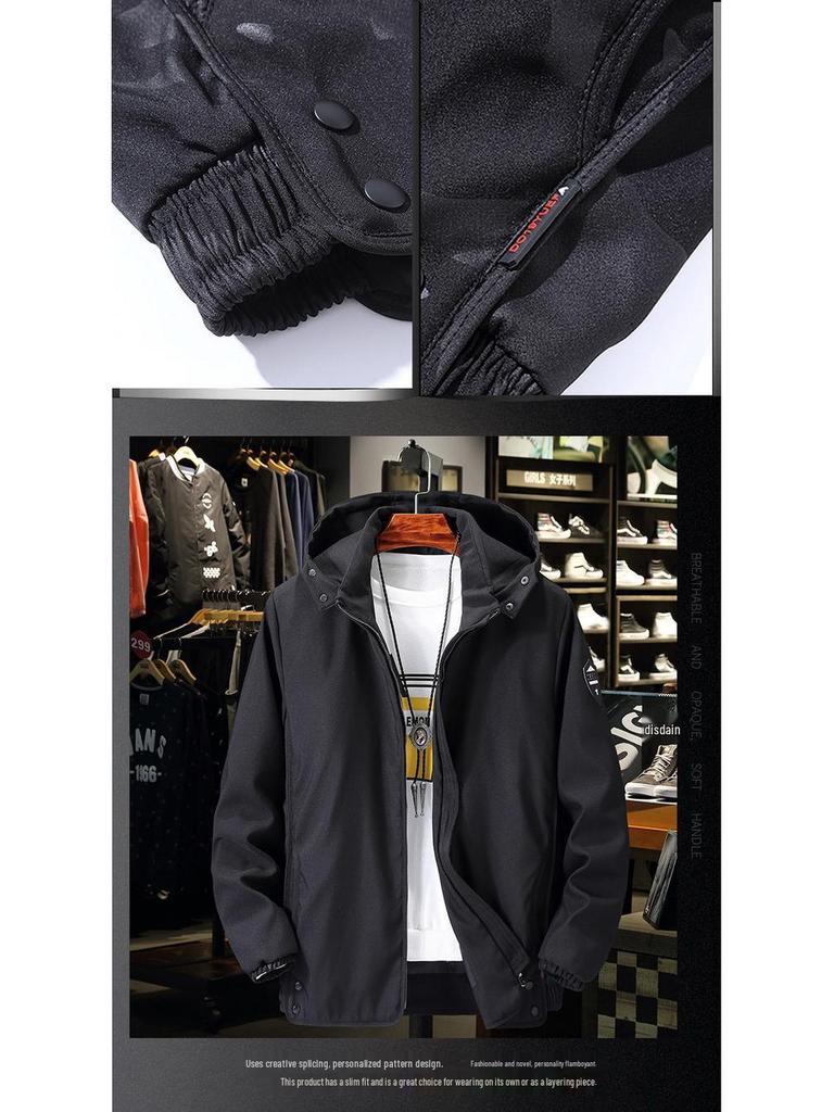 Męska Kurtka Kamuflażowa Plus Size z Odpinanym Kapturem - Wiosna/Jesień 2020.