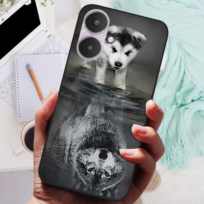 For Xiaomi Redmi 13C 5G Case Black Silicone Bumper Wolf Lions Soft TPU Covers for Xiaomi Redmi 13C 5G Funda Coque Protective