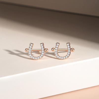 Horseshoe Stud Earrings Women's Gentle Temperament Light Luxury Small Fragrant Style U-shaped Earrings