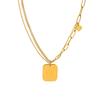 18K Gold-Plated Geometric Letter Pendant Necklace - Durable & Fashionable Titanium Steel Jewelry