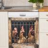 Cage Rooster Dishwasher Cabinet Home Background Decorative Stickers