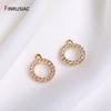 8mm 14k Gold Plated Copper Metal Inlay Zircon Round Small Pendant DIY Earrings Necklaces Fittings Jewelry Making Supplies