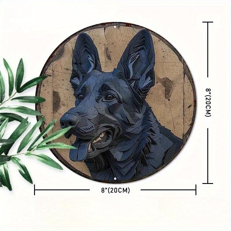 

2d Flat 20*20cm Round Wooden Sign Metal Funny Wooden Wall Sign A German Shepherd Dog for Wall Decor Garage Vintage Home Decor 20x20cm