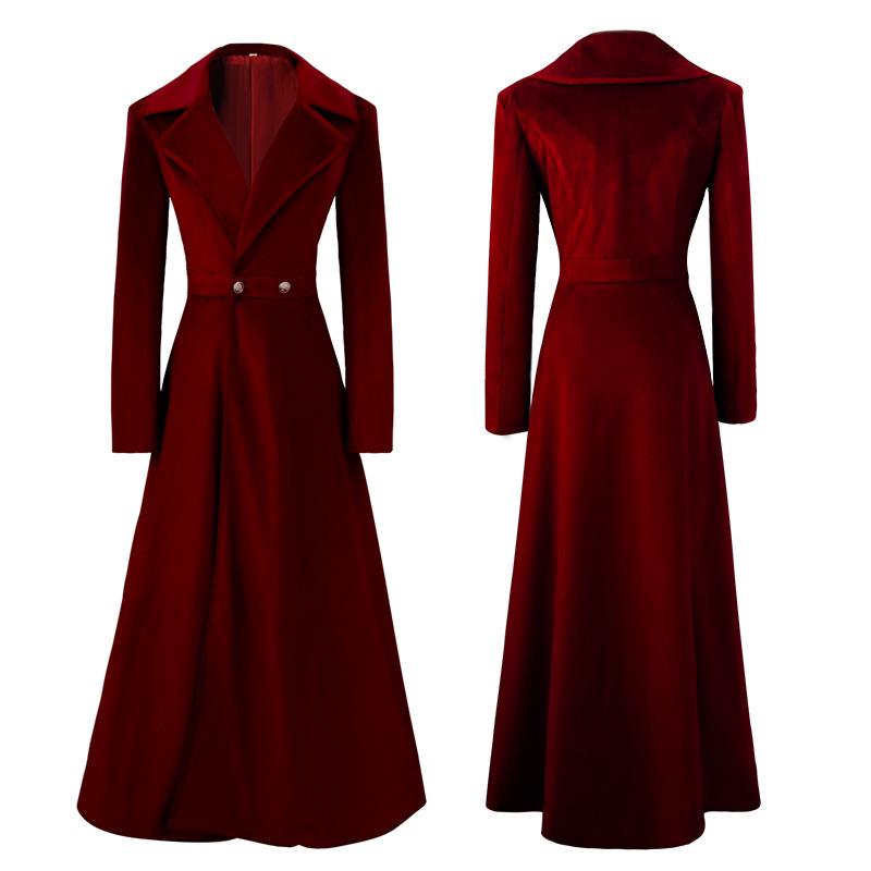2024 Women s Elegant Slim-Fit Velvet Trench Coat - Knee to Ankle Length Spring/Autumn Windbreaker Outerwear 2X Large