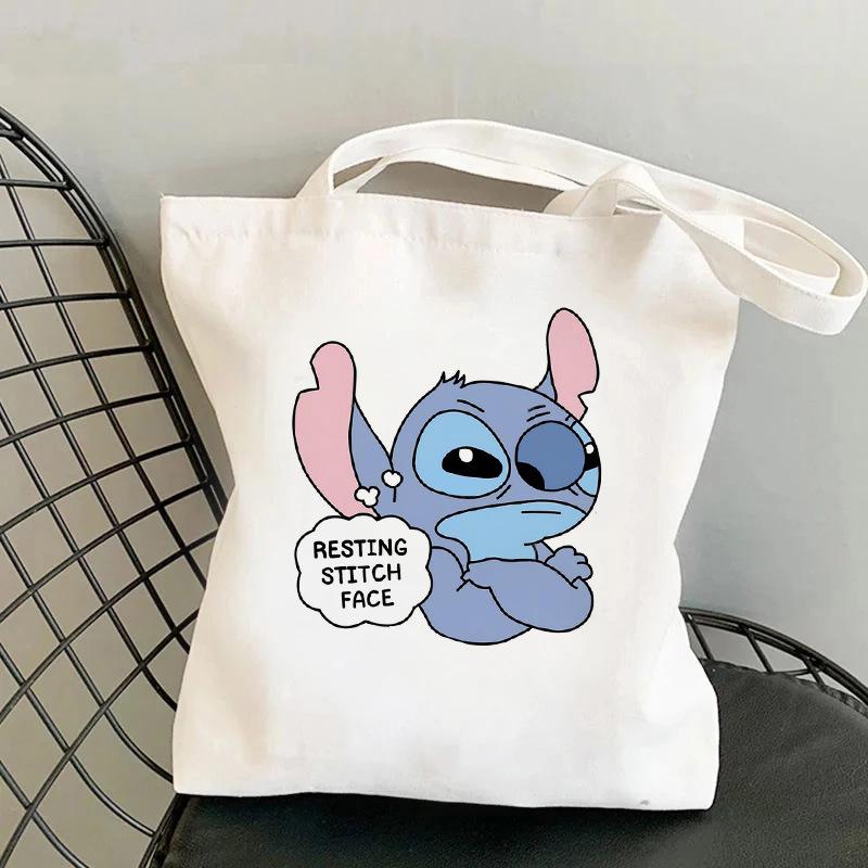 Lilo & Stitch Print Canvas Shoulder Backpack and Shopping Bag