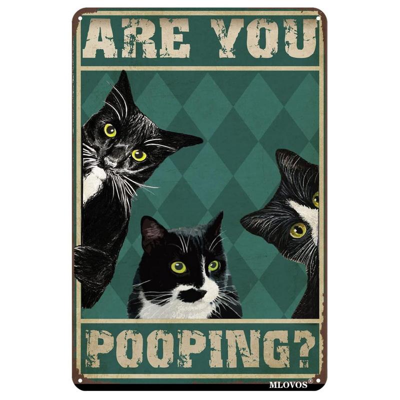 Retro Cat Coffee Metal Tin Sign Vintage Kitchen Signs Wall Decor Because Murder Is Wrong Funny Signs Bar Decorations Art Poster