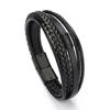 Hot Sale High Quality Trendy Leather Multi-layer Woven Rope Bracelet Magnetic Snap Button Men's Bracelet Leisure Style