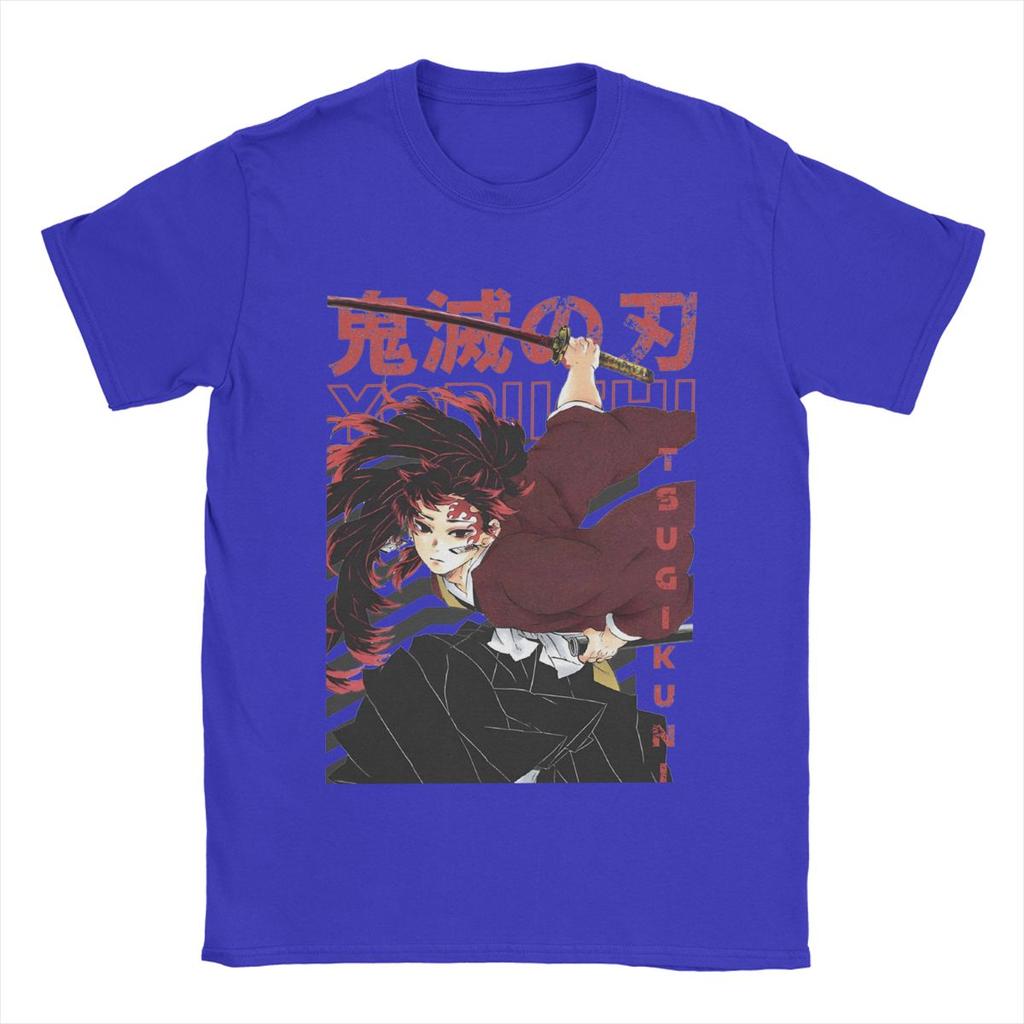 Yoriichi Tsugikuni Demon Slayer T-skjorte Herre Ren Bomull T-skjorter Rund Hals T-skjorte Kort Ermet Klær Klassisk
