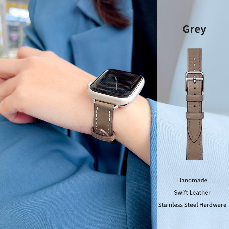 

Кожаный ремешок 14 мм для Apple Watch Bands 45 мм 38 мм 49 мм 40 мм 42 мм 41 мм женский браслет для умных часов iWatch All Series 42&44&45&49mm