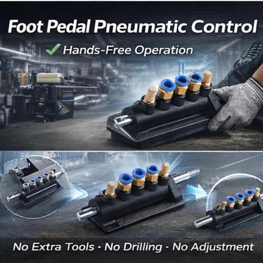 KIMISS Tire Air Control Valve Foot Pedal Valve for Tire Changer Machine, Aluminum Alloy 8mm OD Tubing Connectors Tyre Machine Pneumatic Switch Type A