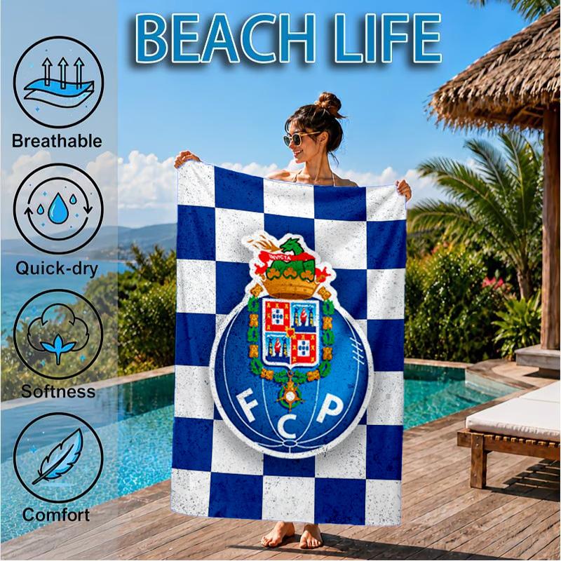 FC-Wappen-Design aufgedrucktes Mikrofaser-Strandtuch, Weich und saugfähig, Schnell trocknend, Ideal für Sommerreisen, Strand-Essential, Schwimmbad