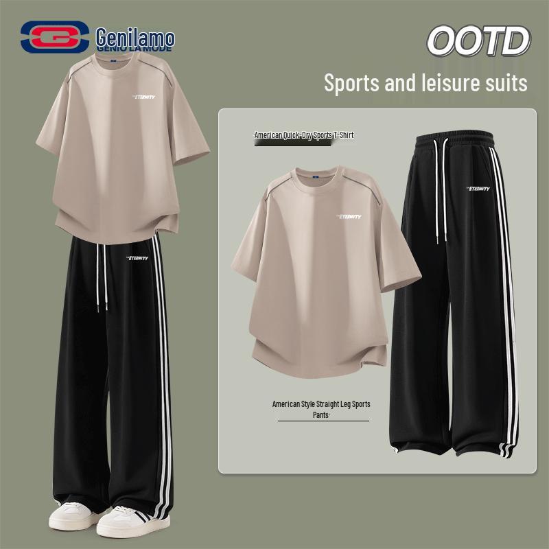 GENIOLAMODE Men s Summer Casual Sportswear Set L