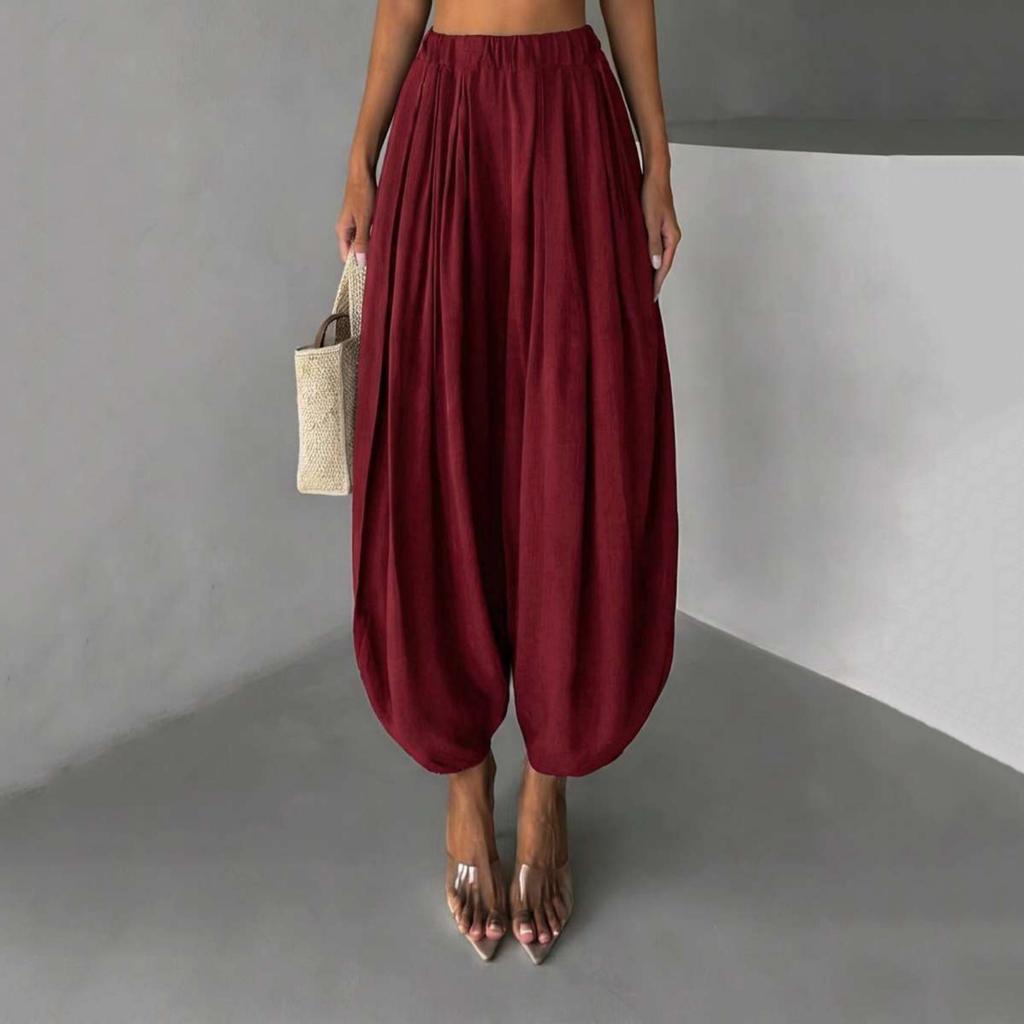 Pantaloni Harem Largi pentru Femei Pantaloni Balloon Ușori Aerisiți Talie Elastică Casual Confortabili cu Picior Lat pentru Purtare Zilnică