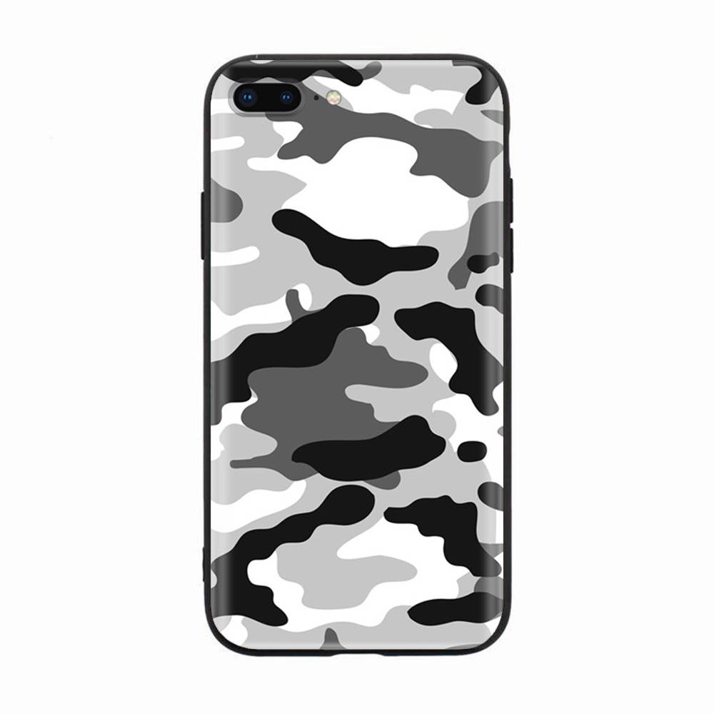 Black Case for Xiaomi Redmi 13C Note 9 iPhone XR 7 8 14 15 11 12 13 X XS Pro Max Samsung A25 S23 S24 FE Ultra Plus Camouflage Fashion Pattern