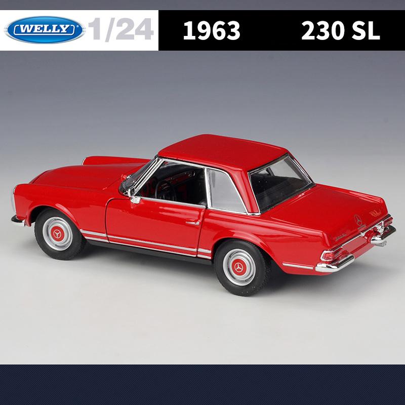 Welly 1/24 מרצדס-בנץ 230SL 1963 דגם מכונית מסגסוגת יציקות מתכת וכלי רכב צעצוע אסוף מכונית צעצוע מתנות יום הולדת לבן