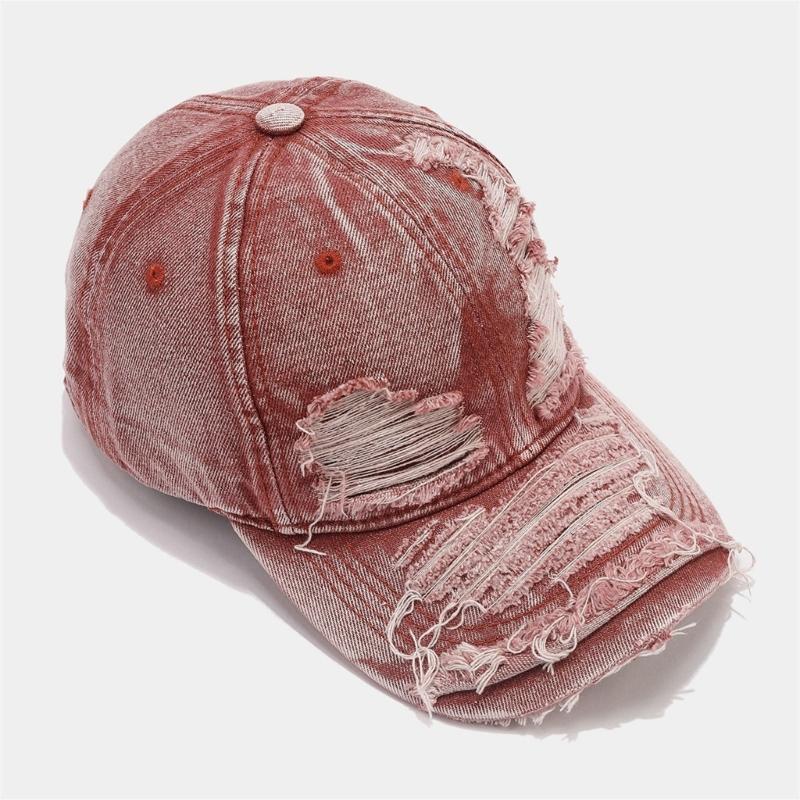 Zerrissener Hut Lange Krempe Distressed Hut Atmungsaktive Baseballkappe Damen Frühling Street Snap Hut Sonnenschutz Camping Wanderhut
