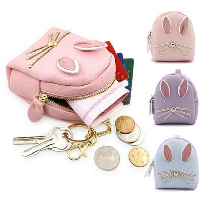 Vysoce kvalitní Pu kůže Zipy Držák na mince Ženy Dívka Kreslený Roztomilá malá peněženka na mince Peněženka na peníze Taška na mince s přívěskem na klíče