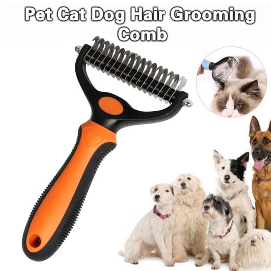 Pet Grooming Rake And Comb, Double-Sided Undercoat Rake Pet Detangling Comb, Dog Dematting Rake, Grooming Tool for Long Short Hair Cats Dogs