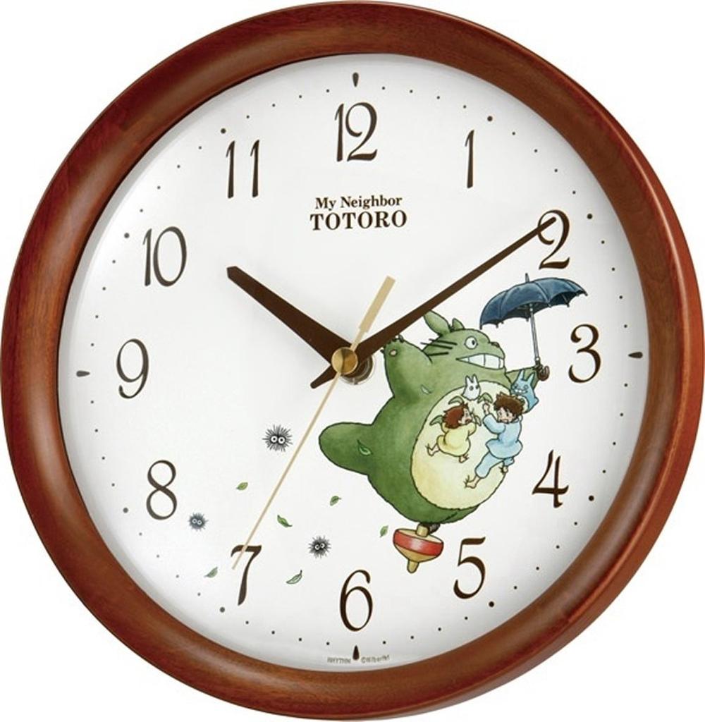 RHYTHM My Neighbor Totoro Wall Clock Character Analog Totoro M27 Wood Brown Finish 8MGA27RH06 Semi-Gloss