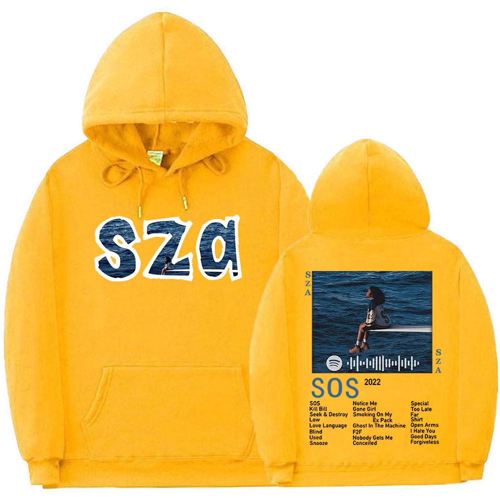 

SZA Музыкальный альбом SOS Толстовка с графикой Двусторонние толстовки большого размера с рисунком Повседневные винтажные толстовки в стиле хип-хоп Уличная одежда S
