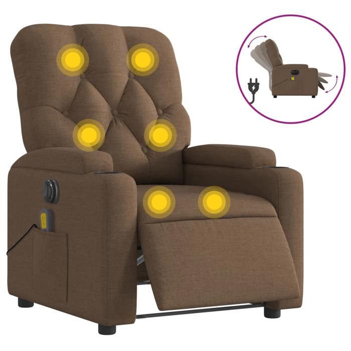 VidaXL Fauteuil Inclinable de Massage Électrique, Chaise de Relaxation avec Dossier et Repose-pied Réglables, Siège de 3204702