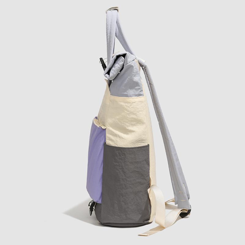 Zaino Elegante in Nylon con Chiusura Arrotolabile e Scomparti Multipli – Borsa da Viaggio Leggera e Resistente per Donne e Uomini