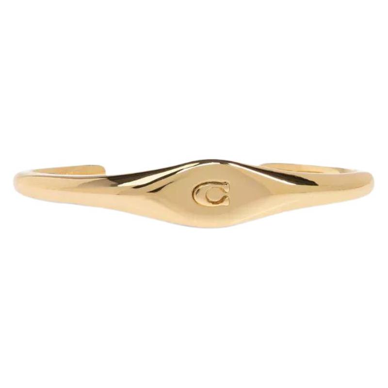 COACH Classic Brand Logo Brass Bracelet Women s Gold