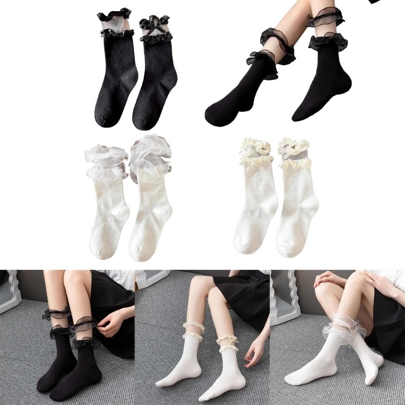 1 Pair Lace Ruffle Style Socks Cute Socks Girls Breathable Cotton Cute Lolitas Socks Sexy Womens Summer Short Thin Socks