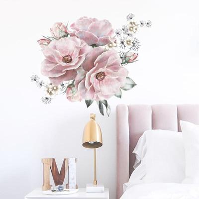 Pfingstrosen-Wandaufkleber, abnehmbare Wandaufkleber, Heimdekoration für Schlafzimmer und Wohnzimmer