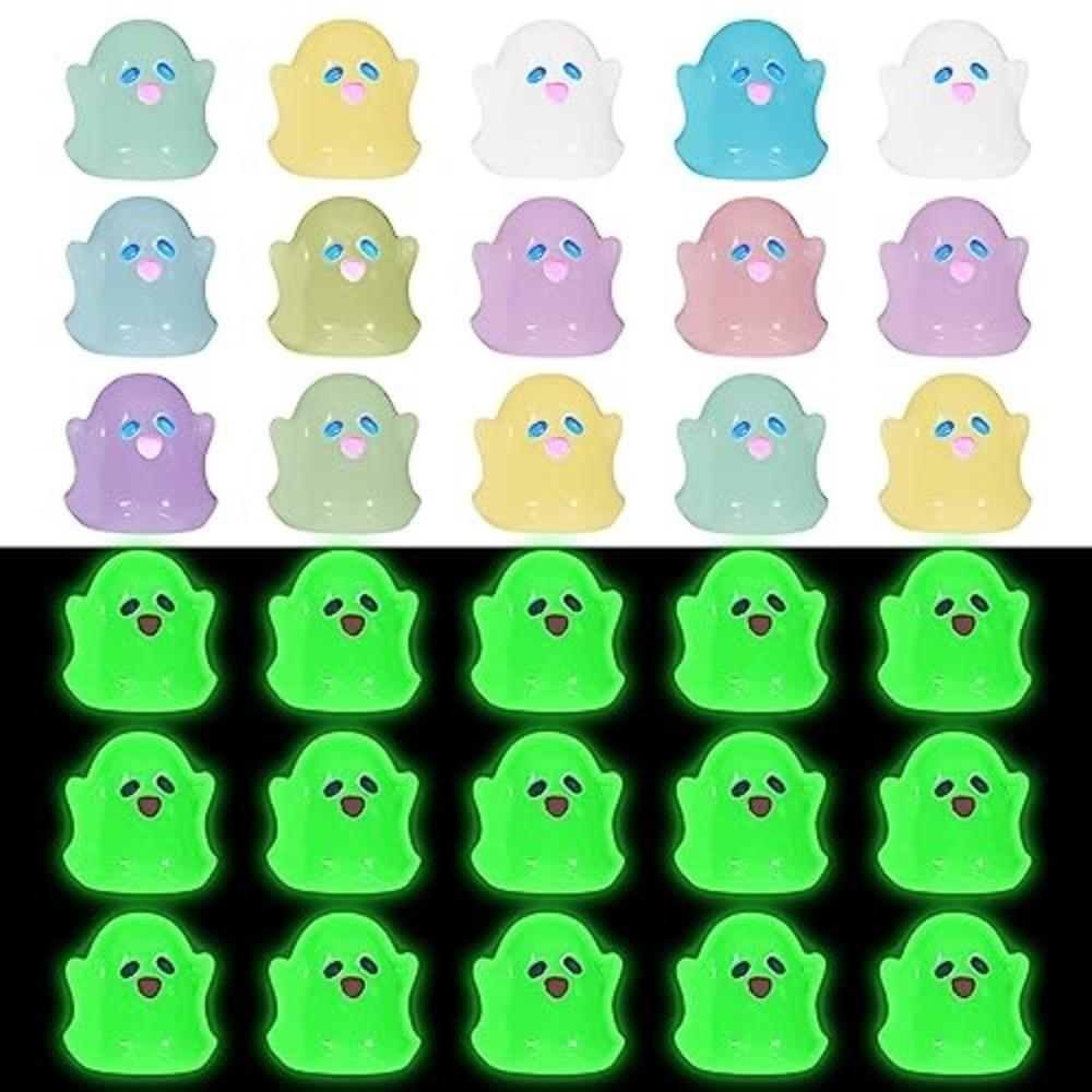 12PCS Micro Landscape Resin Ghost Figurines Glow Creative Mini Halloween Ghost Figurine Cute Miniature Ghost Statue Gift Toy