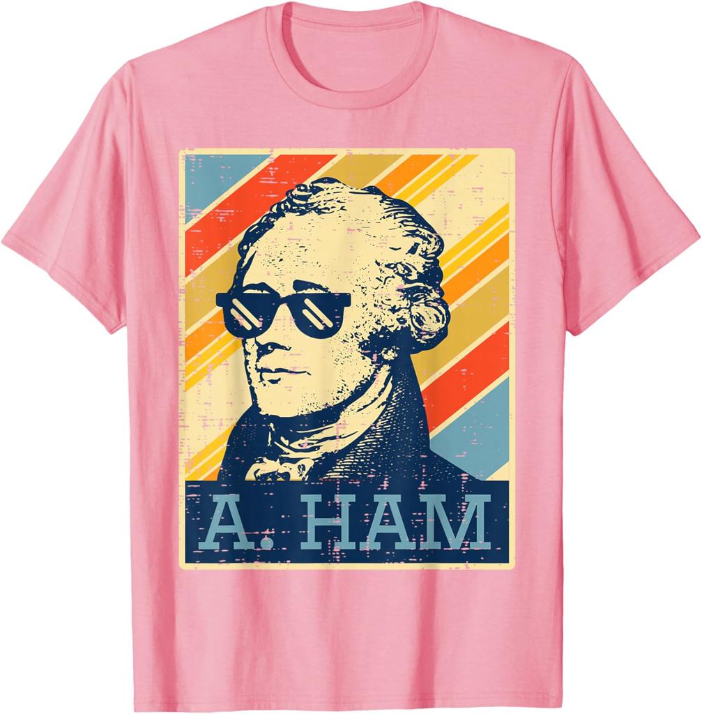 A Ham Alexander Hamilton Retro Distressed Graphic Tee Casual Short Sleeve TShirt for Men Women