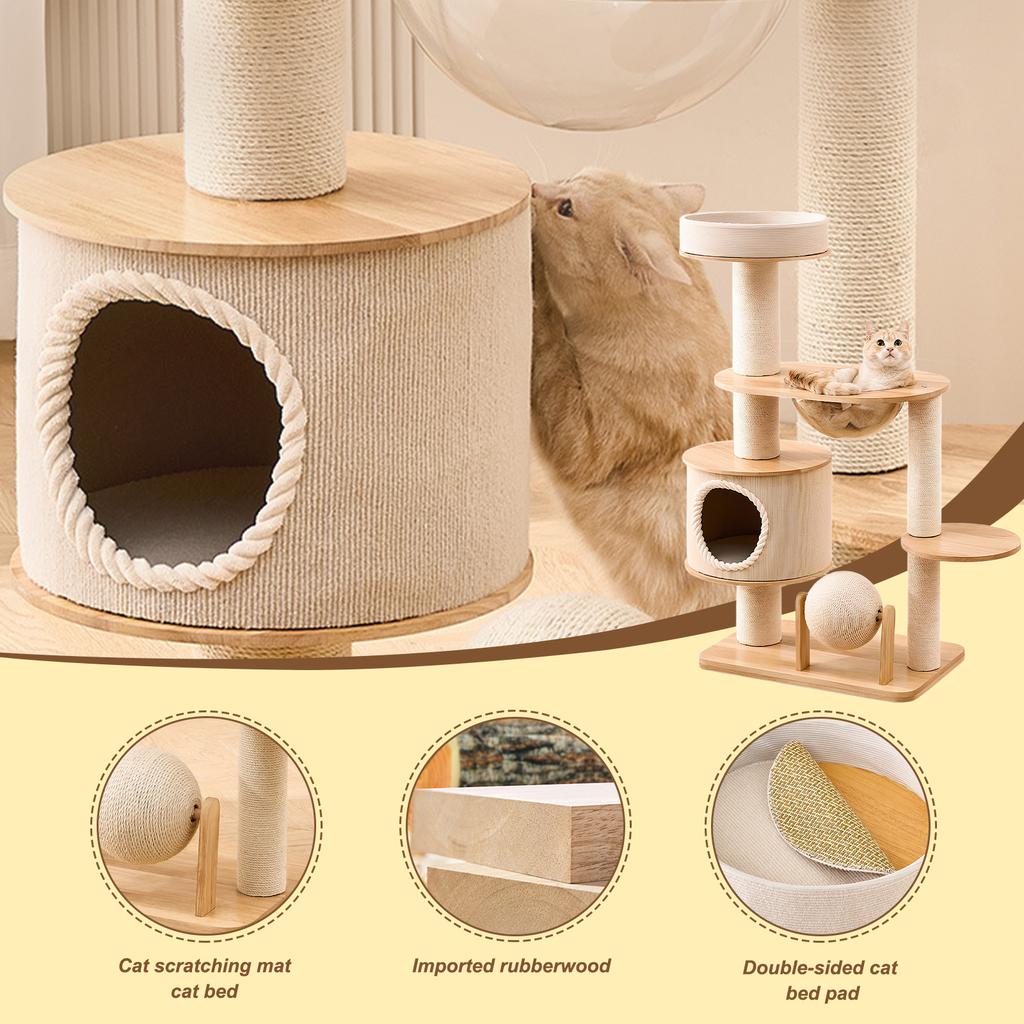Integrated Cat Nest Jumping Platform Stable Climbing Frame Scratching Post Breathable Cat House Pet Supplies for Multi Cats